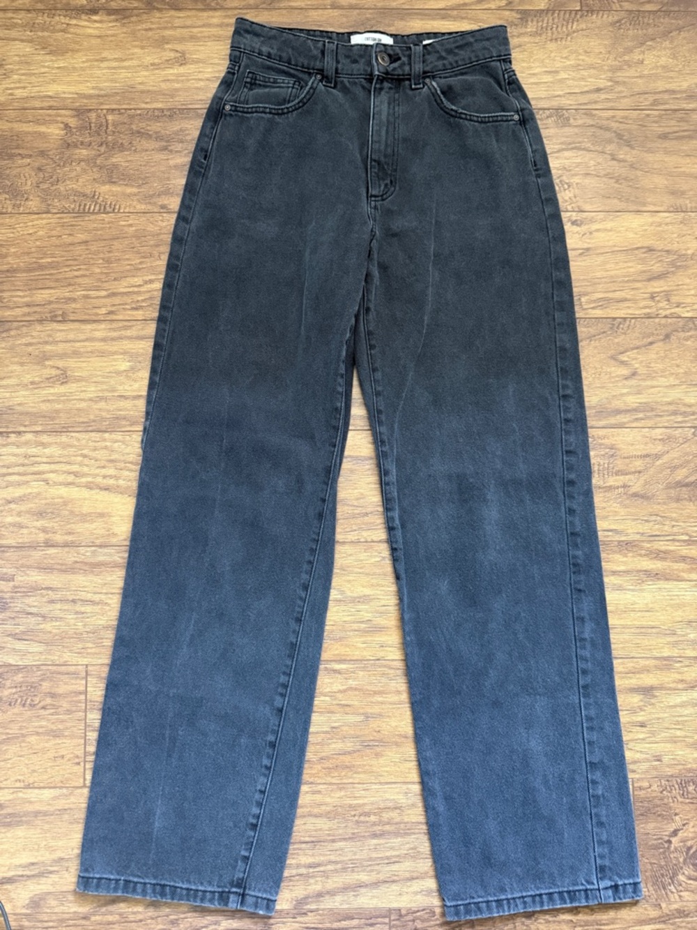 COTTON ON Washed Black Loose Straight Jeans Size 4